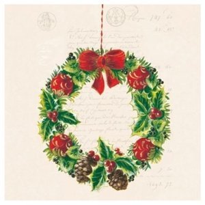 Ubrousky na dekupáž Christmas Wreath - 1 ks (ubrousky na dekupáž)