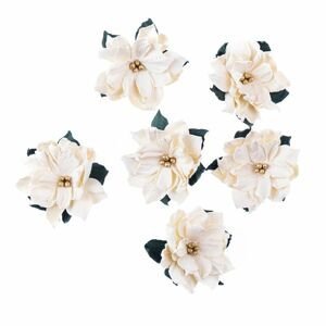 3D papírové květiny | Vánoční růže bílá 6 ks (vánoční dekorace)