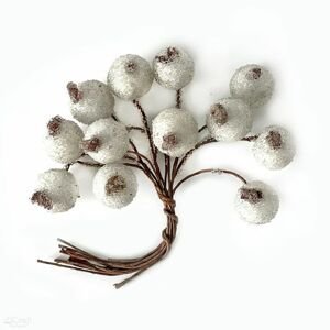 3D ozdobné větvičky bílých bobulí (vánoční dekorace)