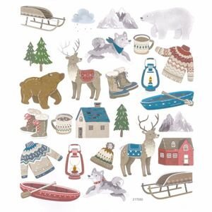Sada vánočních nálepek 26 ks | Zimní krajina (vánoční nálepky)