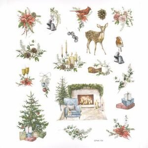 Sada vánočních nálepek 19 ks | Líbezné Vánoce doma (Třpytivé vánoční)
