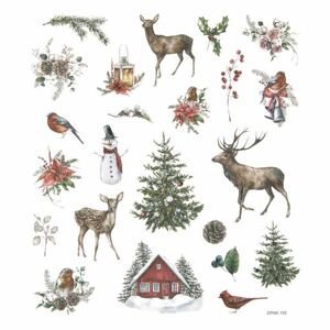 Sada vánočních nálepek 23 ks | Líbezné Vánoce v přírodě (Třpytivé)