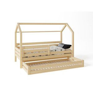 ELIS DESIGN Domečková postel s šuplíkem premium rozměr lůžka: 140 x 200 cm, šuplík, nožičky: s nožičkami a s šuplíkem, Zábrany: Obě