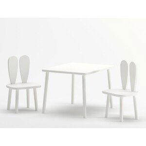 ELIS DESIGN Dětský stolek a židle Zaječí ouška - bílá