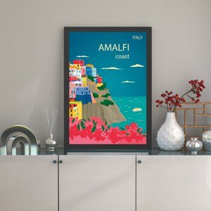 Dekorativní obraz MDF Přímořské městečko Amalfi v Itálii