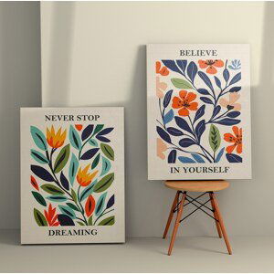 Set obrazů na plátně 2 ks ( 50 x 70 cm) Florální motivy