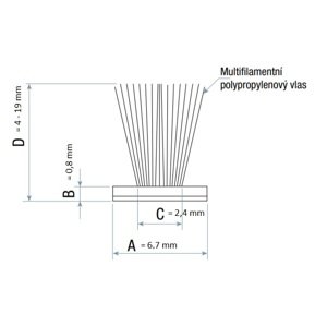 Samolepící kartáč šedý 6,7mm Výška (v mm): 4 mm