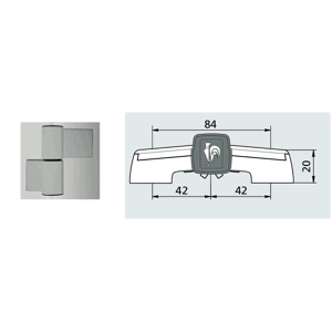 Dveřní pant S60AT-2 84/42+42mm, EV1 stříbrný