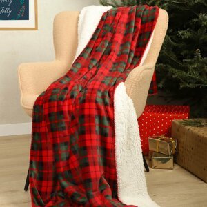 Vánoční mikrovláknová deka | TARTAN | kostkovaná s beránkem | 150x200 cm | XM22 937822 Homla