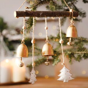 Vánoční závěsná dekorace | OLDY WOOD | se zvonky | 46x22 cm | 981276 Homla