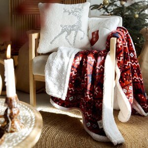 Vánoční deka s beránkem SEGA | Vánoční červená | 150x200 cm | 866048 Homla