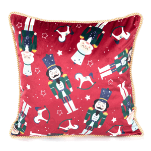 Vánoční polštář s výplní | AITONA | s louskáčkem červený | 45x45 cm | 868141 Homla