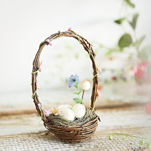 Velikonoční dekorace | MANIE | košík s vajíčky | 16 cm | 877662 Homla