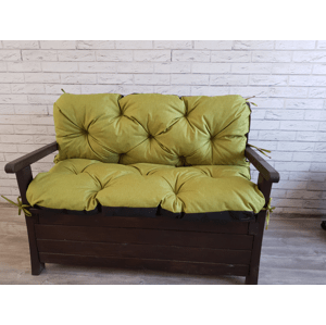 Prošívané sezení ELIAS, polstr na zahradní lavici - sedák s opěrkou, OLIVOVÁ, různé rozměry, Mybesthome Rozměr: 100x45x50 cm