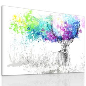 Obraz na plátně DEER IN COLORS A různé rozměry Ludesign ludesign obrazy: 70x50 cm