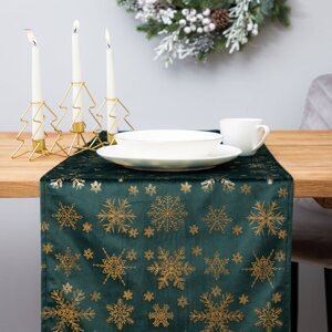 Vánoční běhoun na stůl | TANESI | ve zlaté barvě sněhových vloček | 40x160 cm | 979112 Homla
