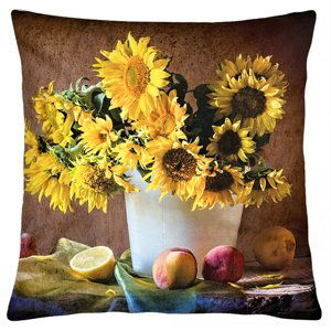 Polštář SUNFLOWERS vzor slunečnice 45x45 cm Mybesthome Varianta: Povlak na polštář, 45x45 cm