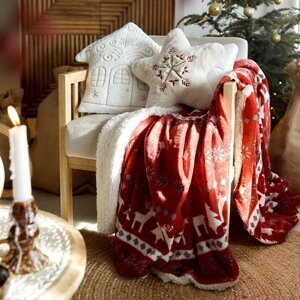 Vánoční deka s beránkem| LUMI | oboustranná sváteční deka | 150x200 cm | XM22 806983 Homla