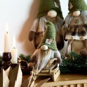 Vánoční skřítek | ALTIN | zelený skřítek na saních | 27 cm | 861203 Homla