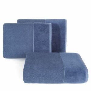 Bavlněný froté ručník s velurovou bordurou LINDA 50x90 cm, modrá, 550 gr Mybesthome