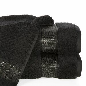 Bavlněný froté ručník s bordurou MYLAN 50x90 cm, černá, 500 gr Mybesthome