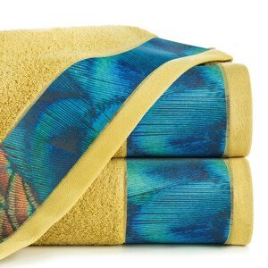 Bavlněný froté ručník s bordurou CAMILLA 50x90 cm, mustard/hořčicová, 500 gr Eva Minge