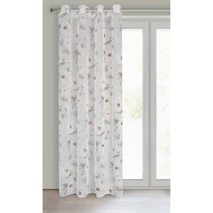 Dekorační vzorovaná záclona s kroužky BESS bílá/růžová 140x250 cm (cena za 1 kus) MyBestHome