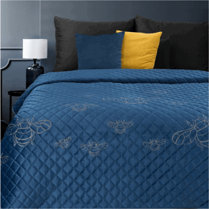 Přehoz na postel BUMBLE BEE modrá 220x240 cm Mybesthome