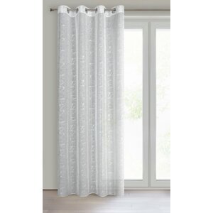Dekorační vzorovaná záclona s kroužky RAVA bílá/stříbrná 140x250 cm (cena za 1 kus) MyBestHome