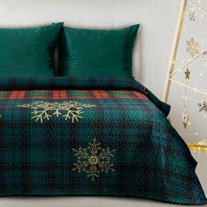 Vánoční přehoz na postel CHRISTMAS II. 220x240 cm zelená/červená Mybesthome