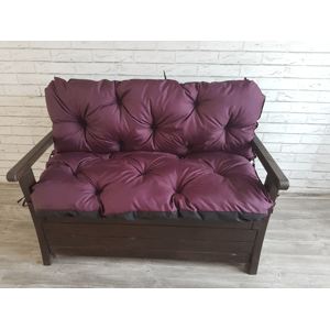 Prošívané sezení JONAS, polstr na zahradní lavici - sedák s opěrkou, ŠVESTKOVÁ color 15, různé rozměry, Mybesthome Rozměr: 120x60x50 cm