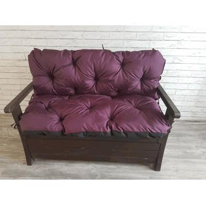 Prošívané sezení JONAS, polstr na zahradní lavici - sedák s opěrkou, ŠVESTKOVÁ color 15, různé rozměry, Mybesthome Rozměr: 200x60x50 cm