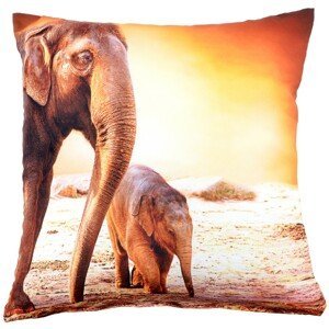 Polštář ELEPHANT oranžová MyBestHome 40x40cm fototisk 3D motiv sloni Varianta: Povlak na polštář s antialergickou prošívanou výplní, 40x40 cm