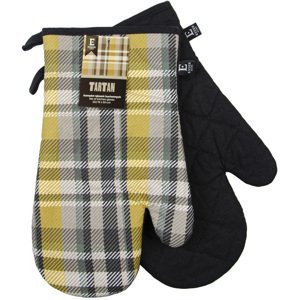 Kuchyňské bavlněné rukavice - chňapky TARTAN žlutá 100% bavlna 19x30 cm Essex