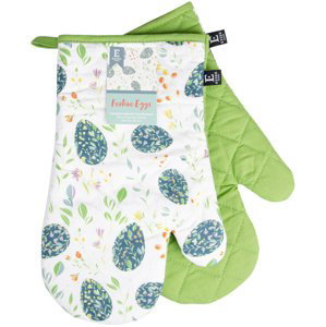 Kuchyňské bavlněné rukavice - chňapky FESTIVE EGGS zelená 100% bavlna 19x30 cm Essex