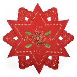 Vánoční dekorační ozdobný ubrousek MAGICAL XMAS vzor C, červená, Ø 30 cm