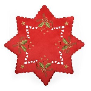 Vánoční dekorační ozdobný ubrousek MAGICAL XMAS vzor D, červená, Ø 30 cm