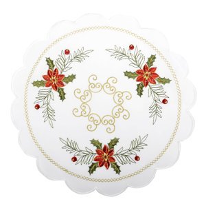 Vánoční dekorační ozdobný ubrousek MAGICAL XMAS vzor G, bílá, Ø 30 cm