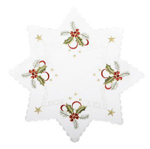 Vánoční dekorační ozdobný ubrousek MAGICAL XMAS vzor H, bílá, Ø 30 cm