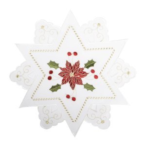 Vánoční dekorační ozdobný ubrousek MAGICAL XMAS vzor I, bílá, Ø 30 cm