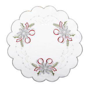 Vánoční dekorační ozdobný ubrousek MAGICAL XMAS vzor J, bílá, Ø 30 cm