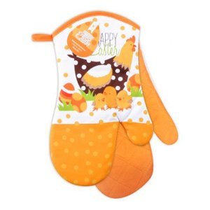 Kuchyňské bavlněné rukavice - chňapky HAPPY EASTER II. oranžová 100% bavlna 19x30 cm Essex