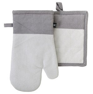 Kuchyňský SET rukavice/chňapka UNIVERSAL světle šedá, 18x30 cm/20X20 cm ESSEX, 100% bavlna