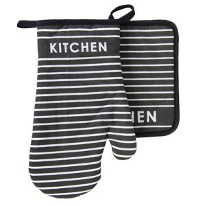 Kuchyňský SET rukavice/chňapka COCINE černá 18x30 cm/20X20 cm ESSEX, 100% bavlna
