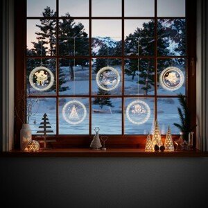 Světelná závěsná dekorace na okno MERRY CHRISTMAS 5 x ø 15,5 cm Mybesthome