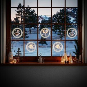 Světelná závěsná dekorace na okno CHRISTMAS DEERS 5 x ø 15,5 cm Mybesthome
