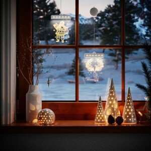 Světelná závěsná dekorace na okno CHRISTMAS DEER 11,5 cm x 16 cm Mybesthome Cena za 1 kus