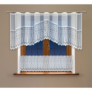 SET 2 KUSY - Dekorační vitrážová žakárová záclona OTMAR bílá 300x100 cm + 300x45 cm (cena za 2 kusy) MyBestHome Cena za 2 kusy
