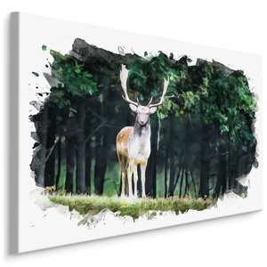 MyBestHome BOX Plátno Jelen V Lese Malovaný Akvarelem Varianta: 120x80