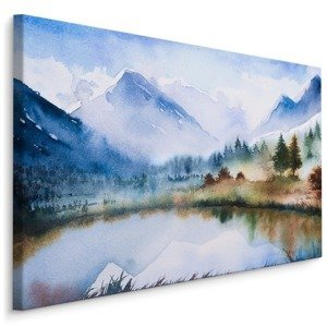 Plátno Horská Krajina Malovaná Vodovými Barvami Varianta: 100x70